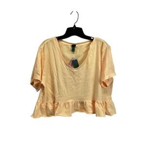 BCI Women's Short Sleeve V-Neck Ruffled Cropped T-shirt M w/ Tag